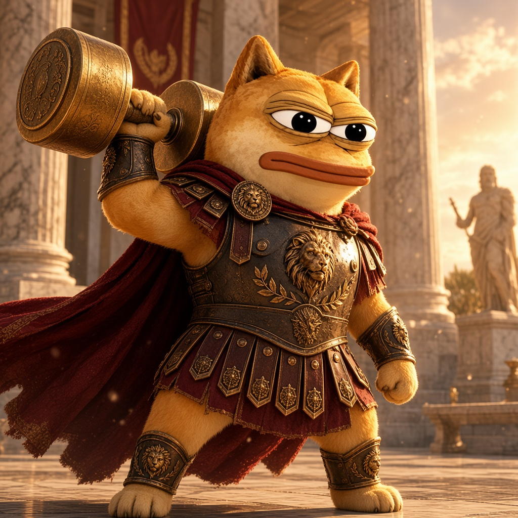 Dopeus Maximus lifting a gold dumbbell